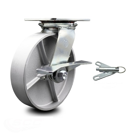 Service Caster 8 Inch Semi Steel Caster with Roller Bearing and Brake/Swivel Lock SCC SCC-35S820-SSR-SLB-BSL